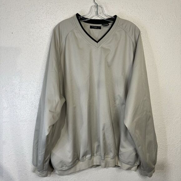 George Golf Pullover Mens XXL Long Sleeve V-Neck Wind‎ Breaker Pockets Tan - Picture 1 of 9